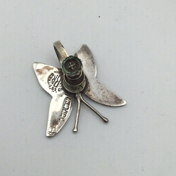 Butterfly Sterling Silver & Abalone Screw Back Earrings Vintage, Whimsical. - Picture 4 of 7